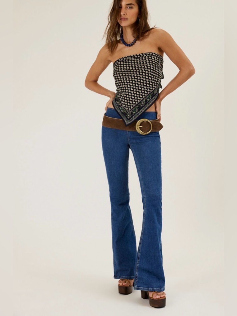 Free People Penny Pull On Flare Jeans Short Inseam Low Rise Bell Bottom W28